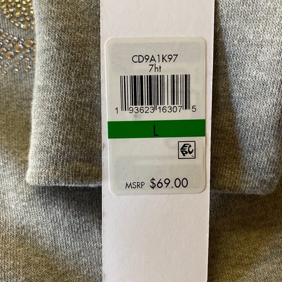 Calvin Klein CK Rhinestone Hooded Sweatshirt Sweat Shirt Dress Size Large NWT - Picture 7 of 8